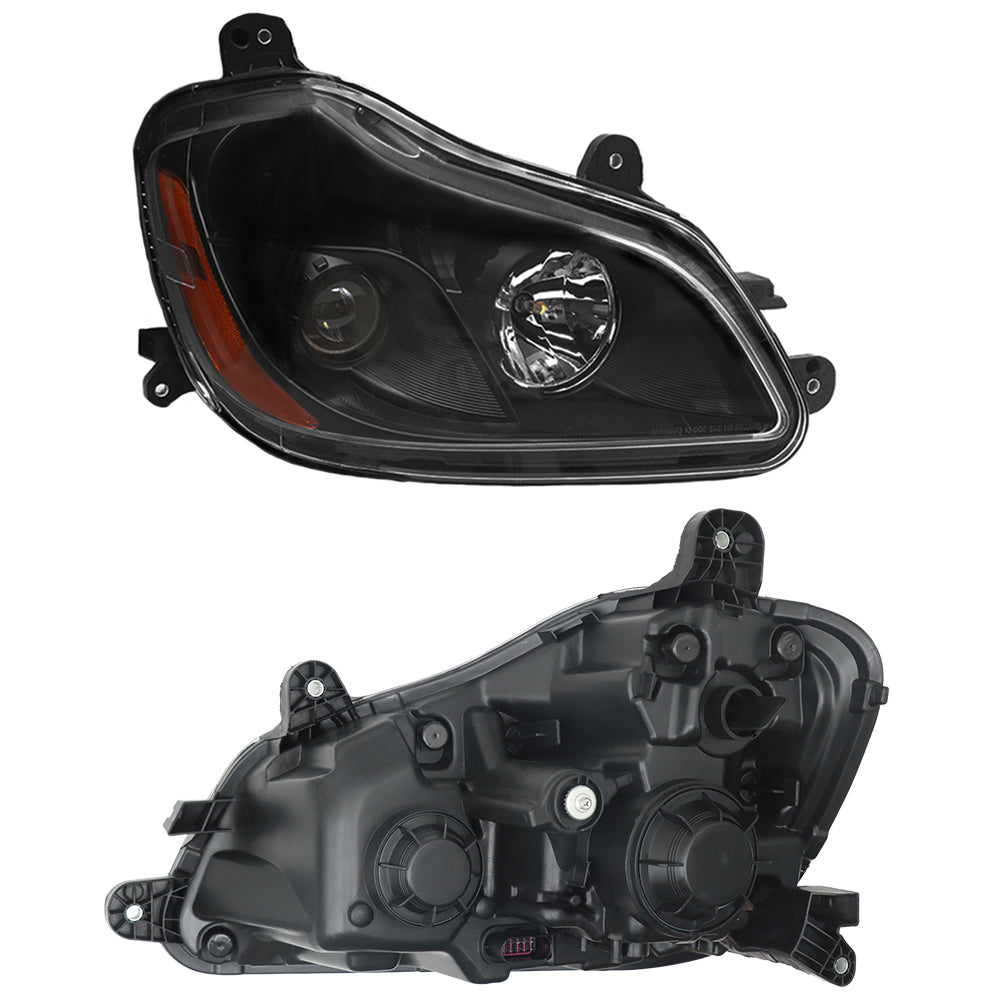 Black Headlights Compatible With Kenworth T680 2013-2021 Included Bulbs Passenger Side