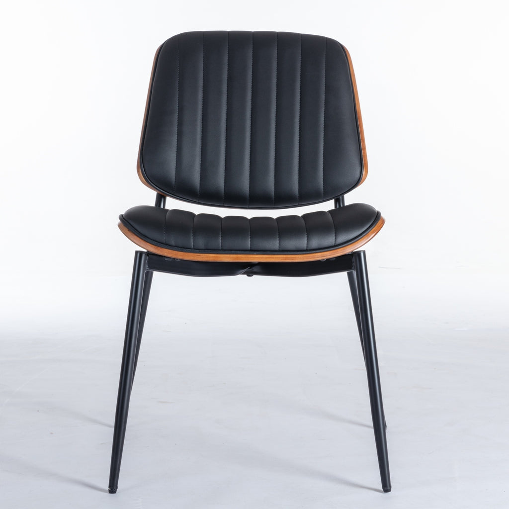 Dining Chairs Set Of 2 Mid Century Modern Retro Faux Leather Chair With Walnut Bentwo