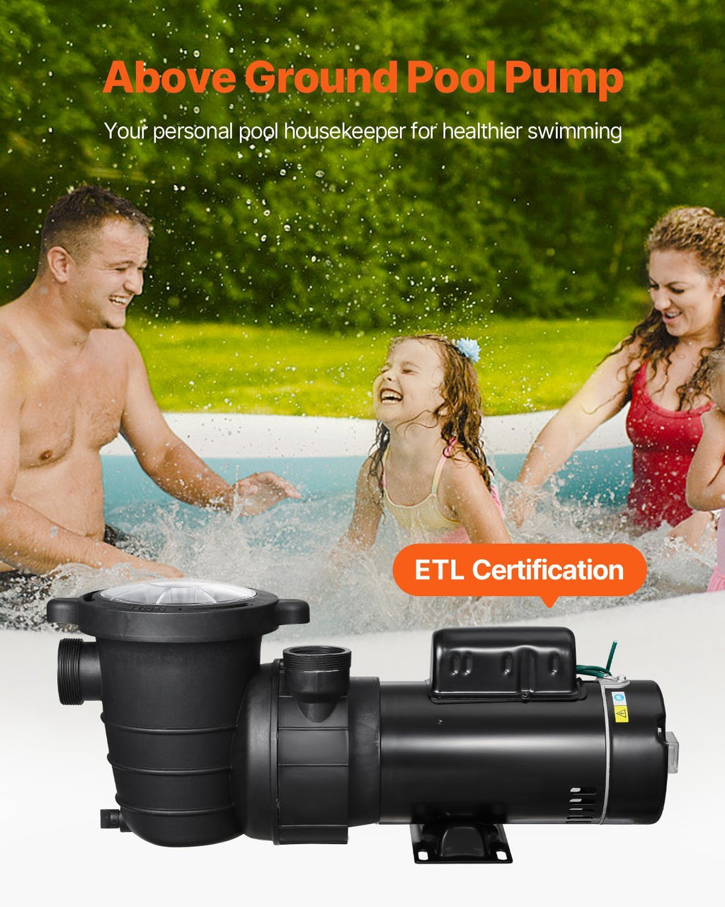 Above Ground Pool Pump 2HP/0.44HP Dual Speed Swimming Pool Pump 118 GPM/57 GPM