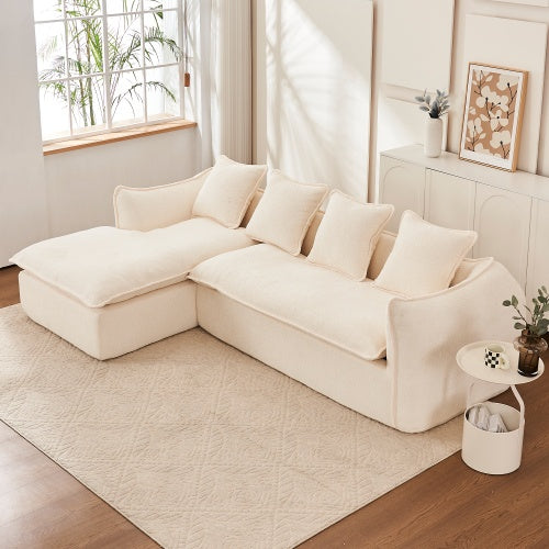 Provided Sofa Deep Seat Sofa 3 Seater For Living Room Oversized Comfy Sofa L-Shape Sofa Couch With Chaise Home Furniture Sleeper Sectional Sofa For Apartment, Office Left Hand Facing