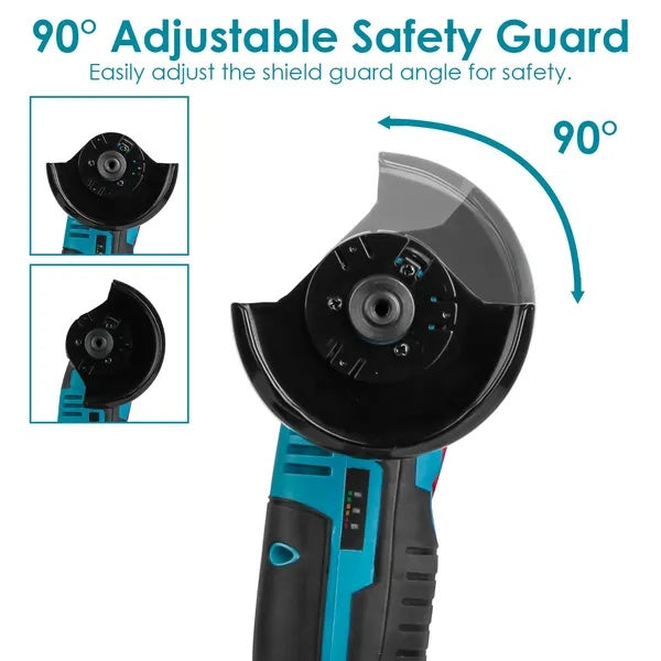 12V Cordless Mini Angle Grinder Hand Polishing Grinding Machine Cordless Cutter Grinding Tool With 7Pcs Disc 2Pcs 1100mAh Batteries And Charger Hex Key