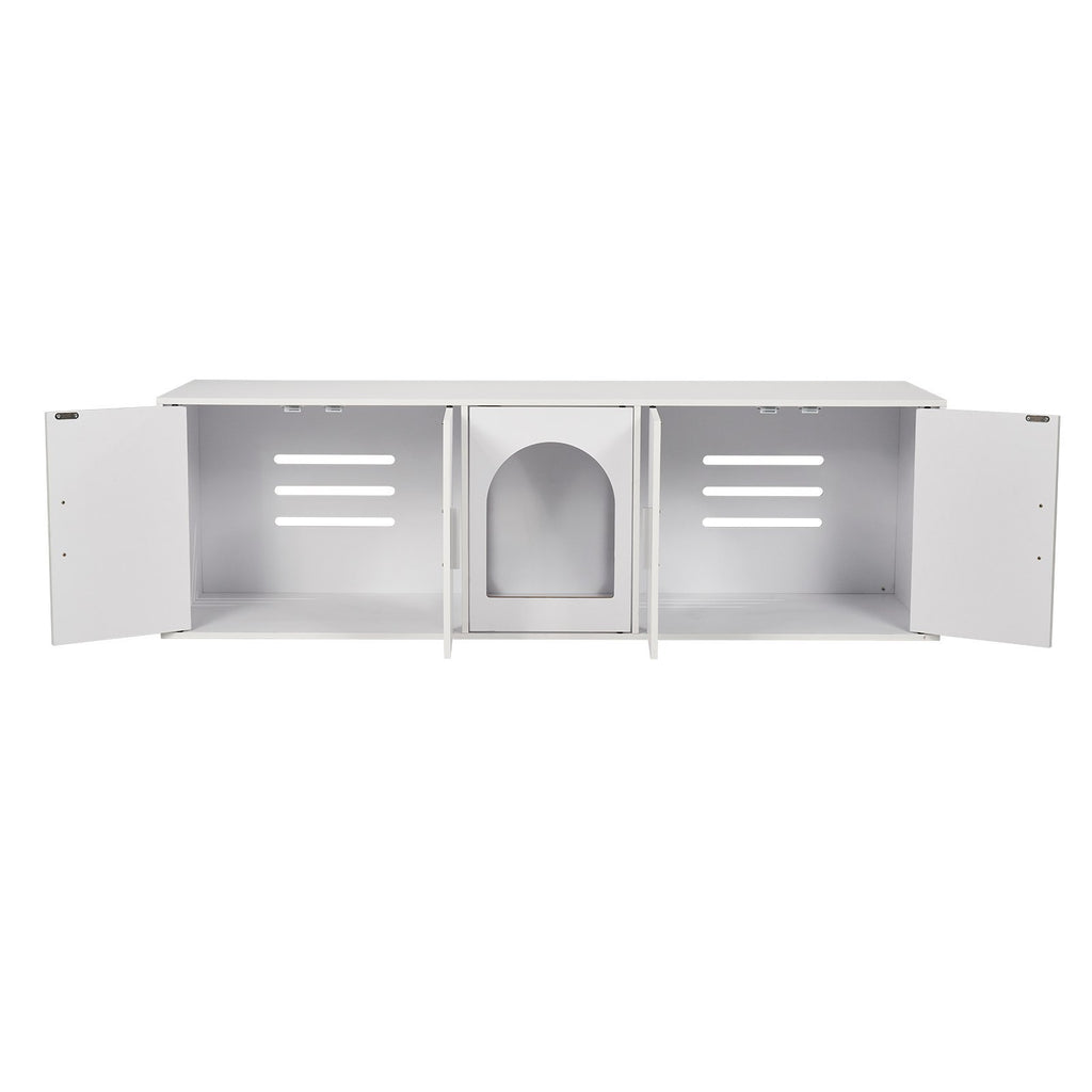 VEVOR Cat Litter Box Enclosure Wooden Litter Box Furniture Hidden  White