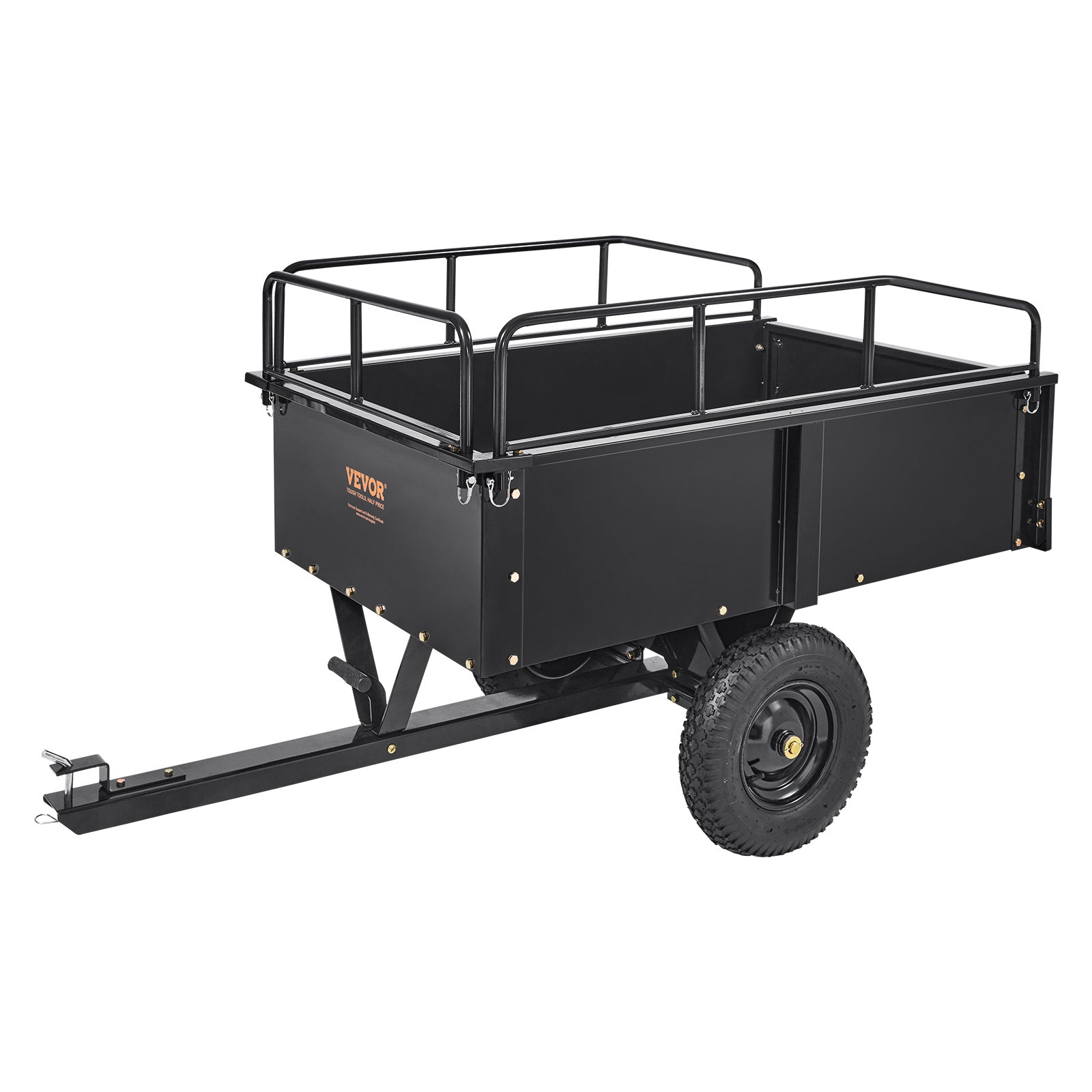 15 Cu Ft Utility Trailer for ATV/Tractor – VEVOR Steel Dump Cart w/ Removable Panels