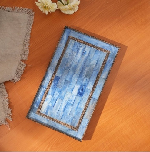 Ribaldi Handmade Bone Inlaid Wooden Tray  Decor & Serving Tray
