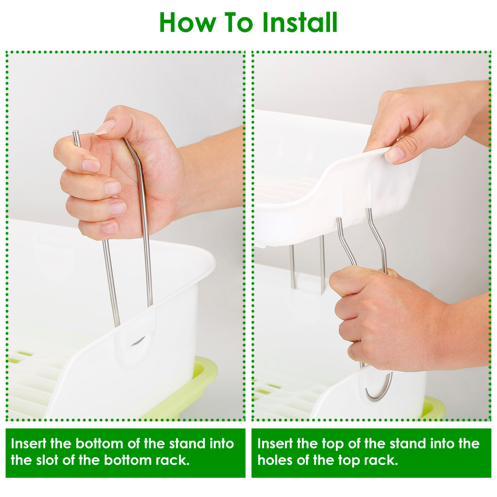 2-Tier Dish Drying Rack Cutlery Drainer Holder Kitchen Organizer Storage Shelf