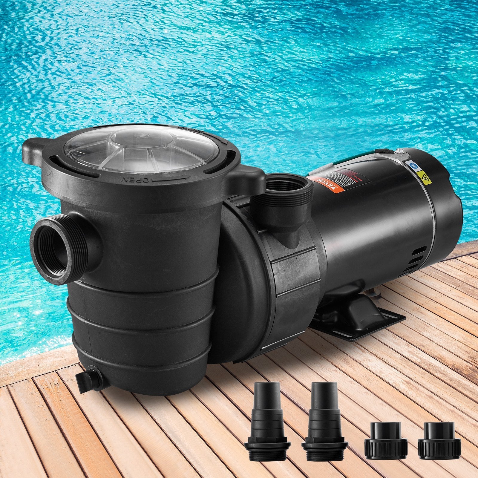 VEVOR Swimming Pool 2.0HP 115V 1500W, Single Speed Pumps For Above Ground Pool, Strainer Basket, 5400 GPH Max. Flow, ETL Certification