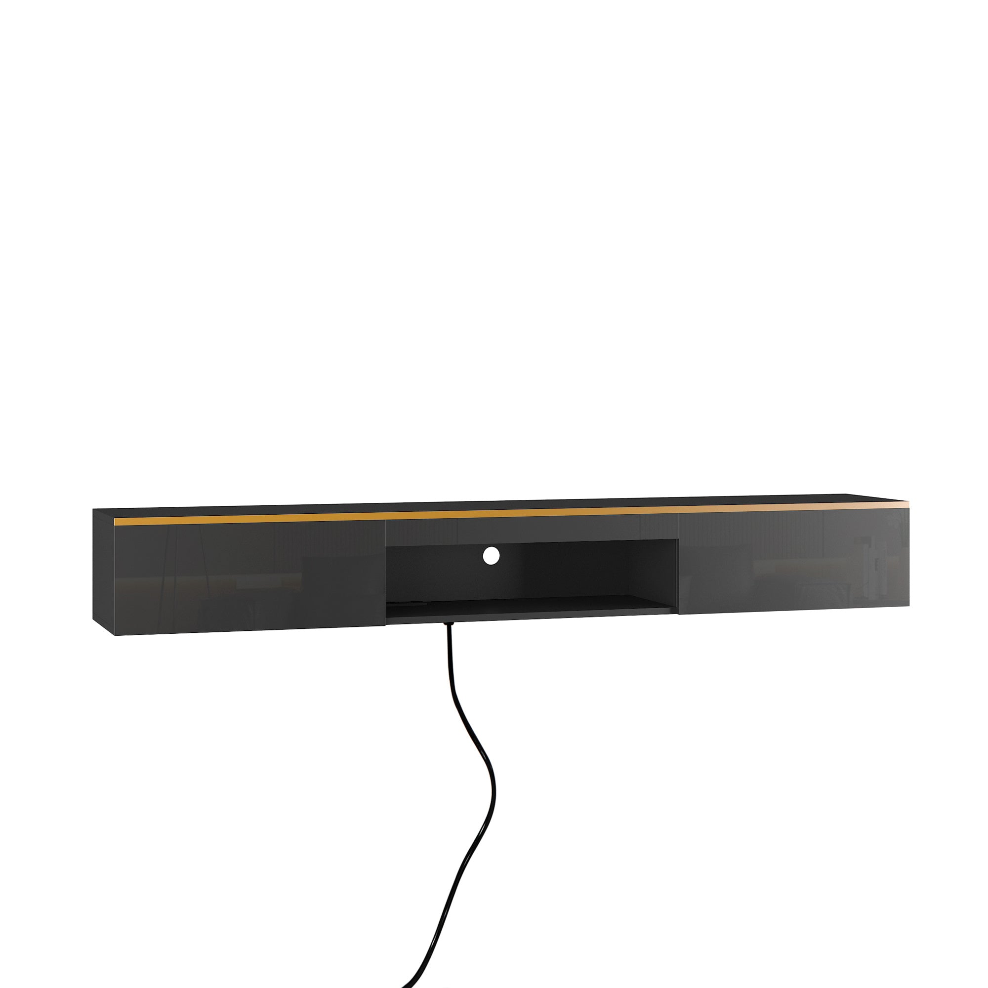 Floating TV Stand Wall Mounted With 16 Color LEDs,Modern TV Stand, Floating TV Cabinet Entertainment Center For 55 60 65 Inch TV,Black