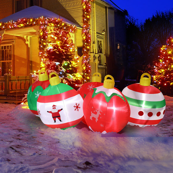 6.9ft, Five Christmas Balls, Five LED Lights, Bundle Pocket, Christmas Inflatable Decoration