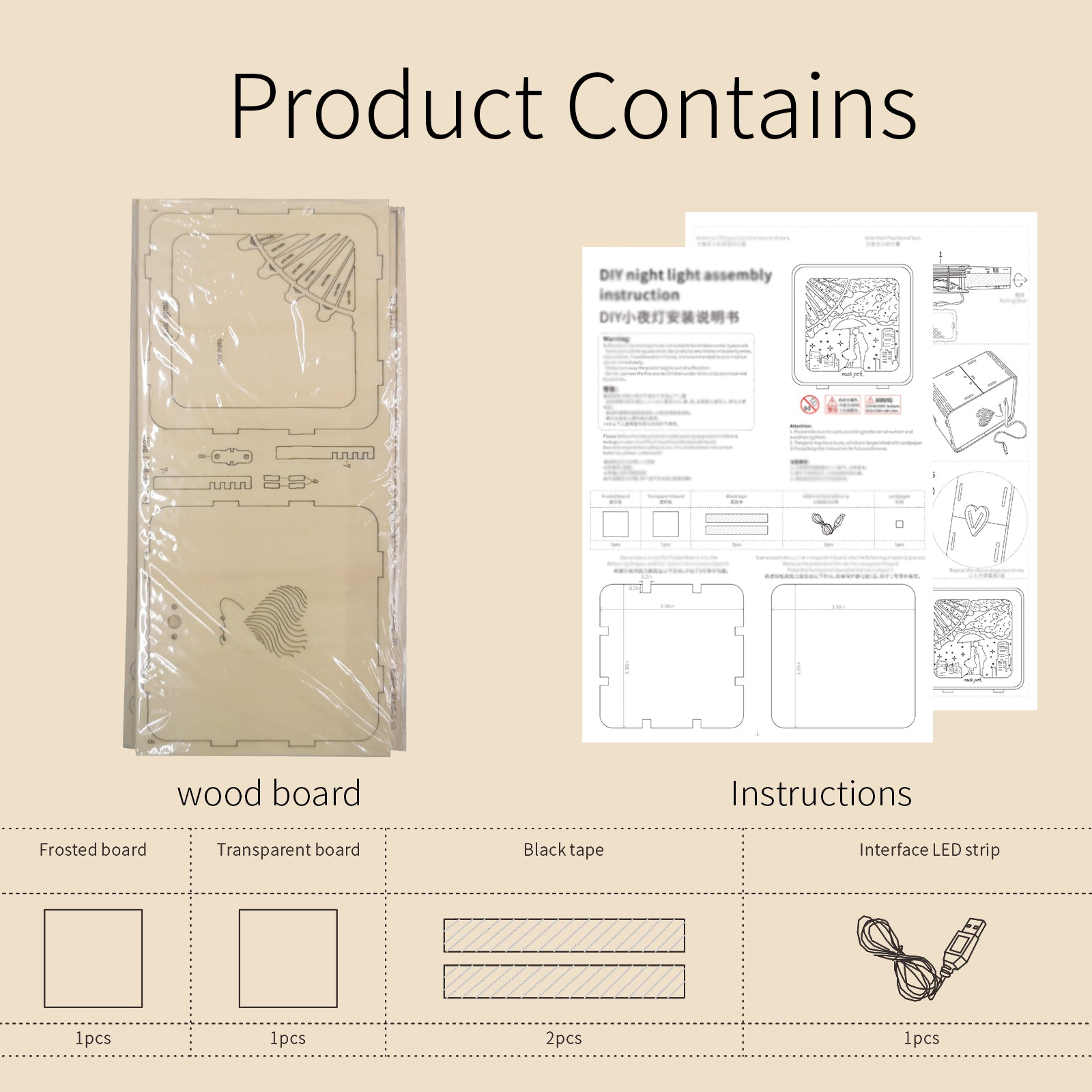 MUSIC PARK 3D Wooden Puzzles Love Model Kit Night Lights Desk Decorations Birthday Christmas Gifts For Women Age14