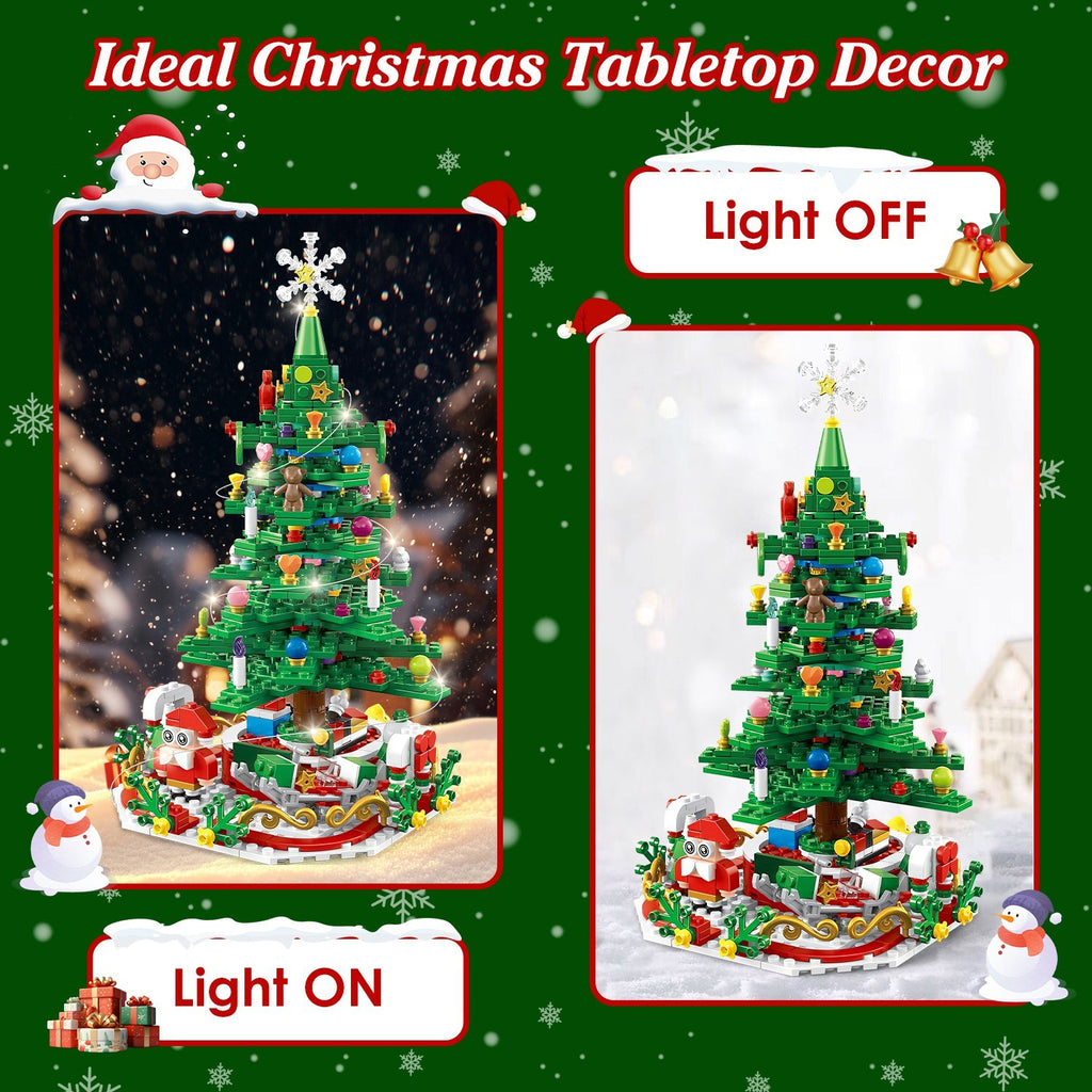 2025 Year Christmas Tree Building Set With LED Light Tabletop Christmas Building Block 24 Days Christmas Countdown Calendar For Boys Girls 3-6