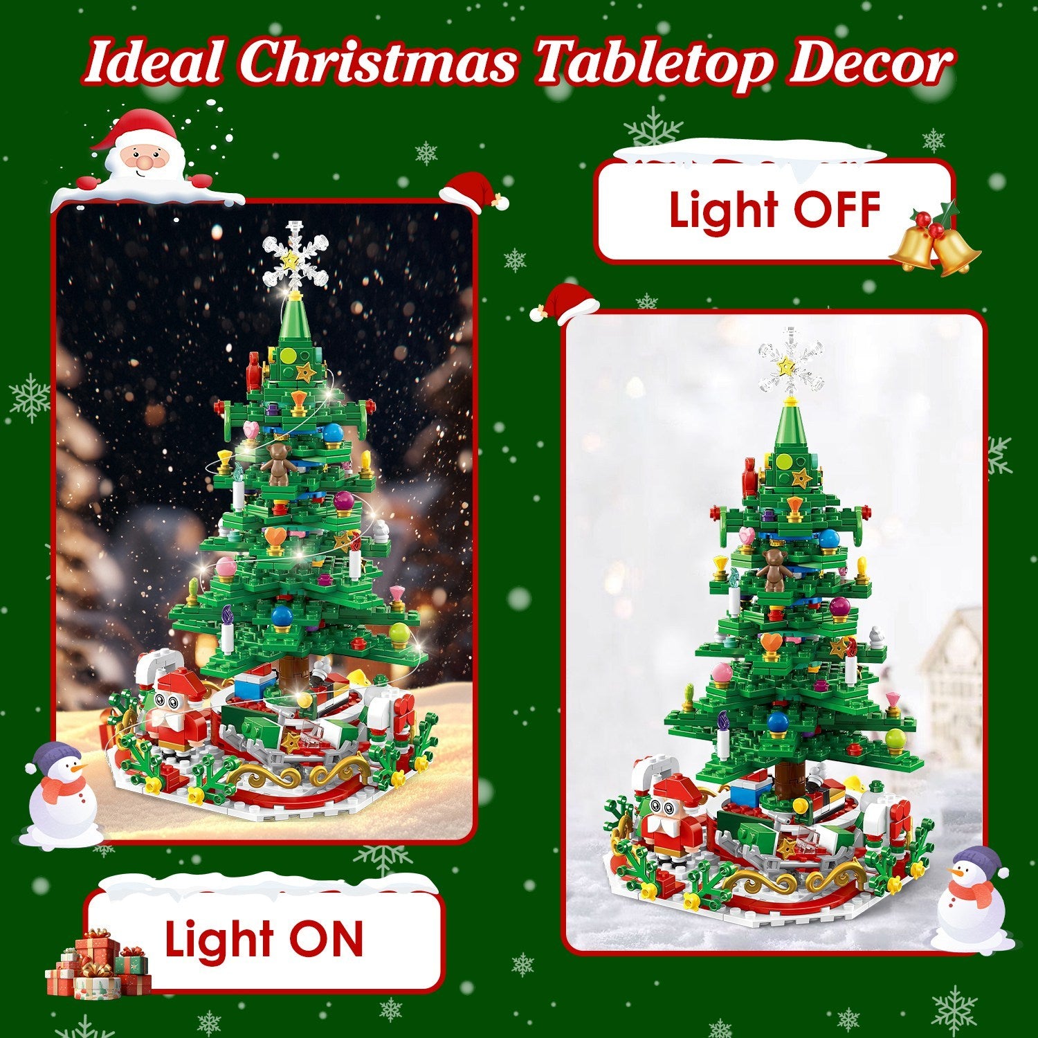 2025 Year Christmas Tree Building Set With LED Light Tabletop Christmas Building Block 24 Days Christmas Countdown Calendar For Boys Girls 3-6