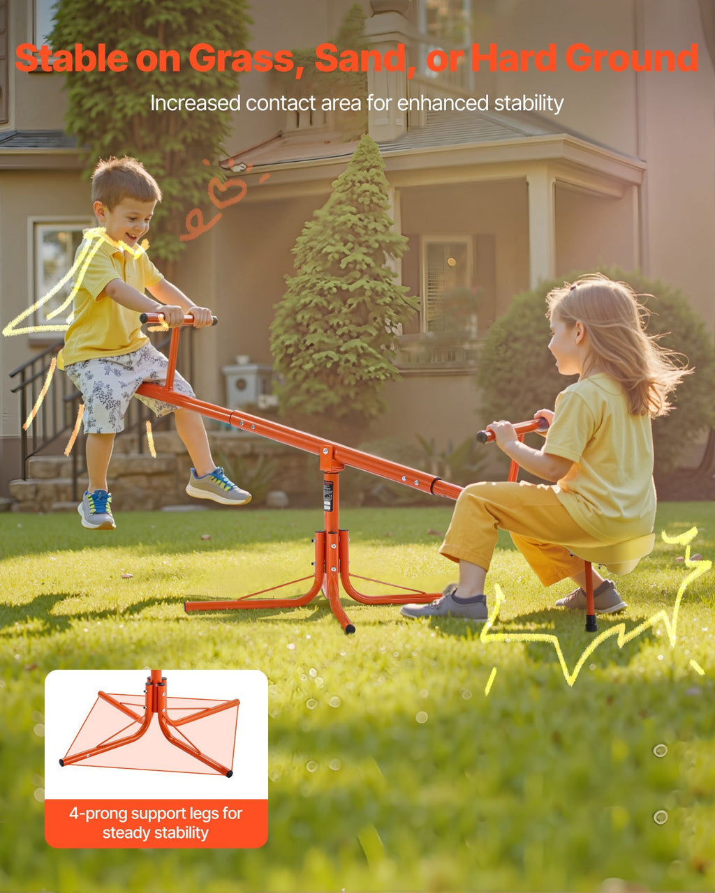 Kids Seesaw 100 Lbs Capacity Swiveling 360 Degrees Rotating Teeter Totter