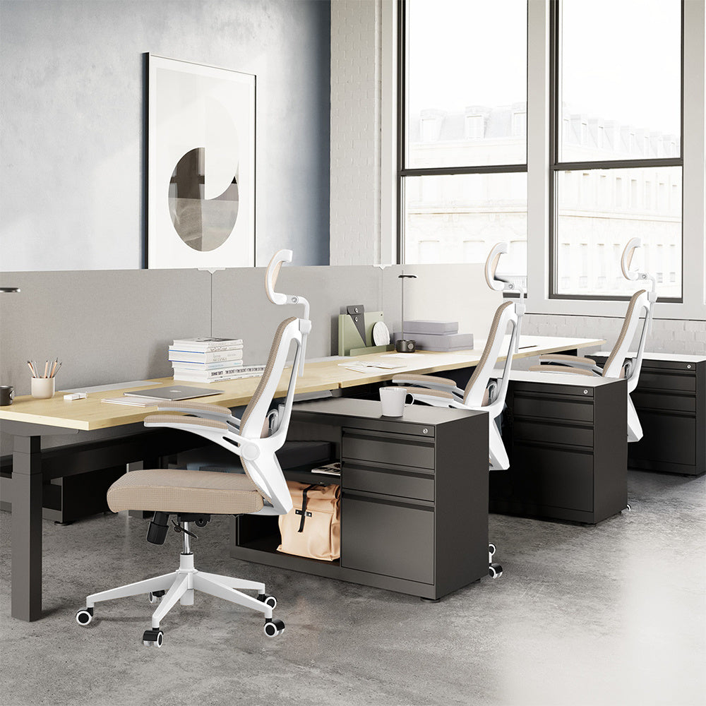 Office Chair Capacity 350 Pounds -about 158.8 Kg, Ergonomically Comfortable Home Table Chair, High Back Gaming Chair With Wheels, Mesh Computer Chair, Waist Support, Adjustable Headrest, Flip Armrest