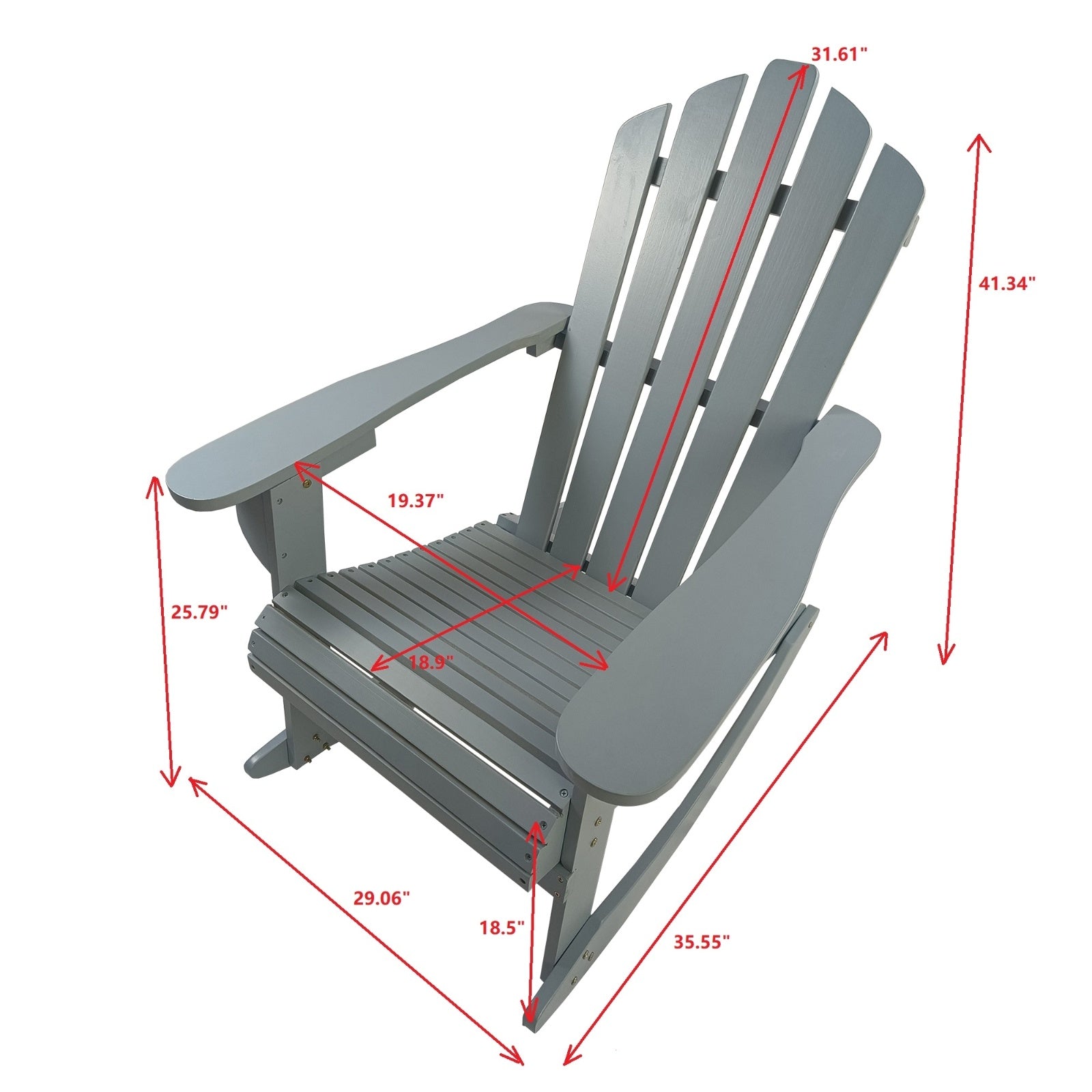 Reclining Wooden Outdoor Rocking Adirondack Chair,walnut