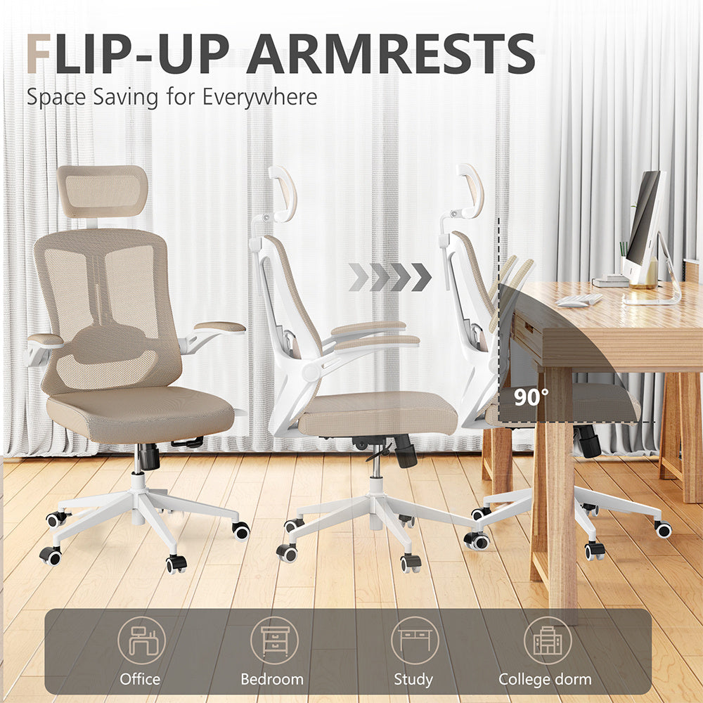 Office Chair Capacity 350 Pounds -about 158.8 Kg, Ergonomically Comfortable Home Table Chair, High Back Gaming Chair With Wheels, Mesh Computer Chair, Waist Support, Adjustable Headrest, Flip Armrest