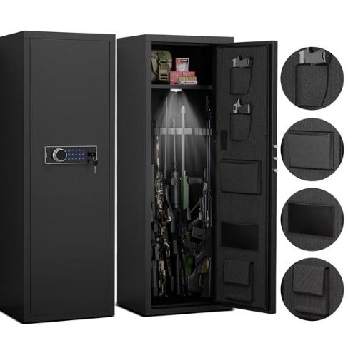 Heavy, Large 5-8 Guns, Black Gun Cabinet With Electronic PIN Keypad Lock, Unassembled Metal Rifle Safety Cabinet, Safe Deposit Box-It Is Forbidden To Sell On The Temu Platform