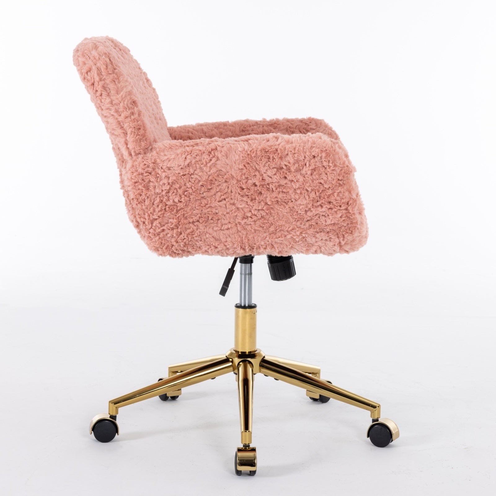 Furniture Artificial Rabbit Hair Office Chair With Gold Base, Adjustable