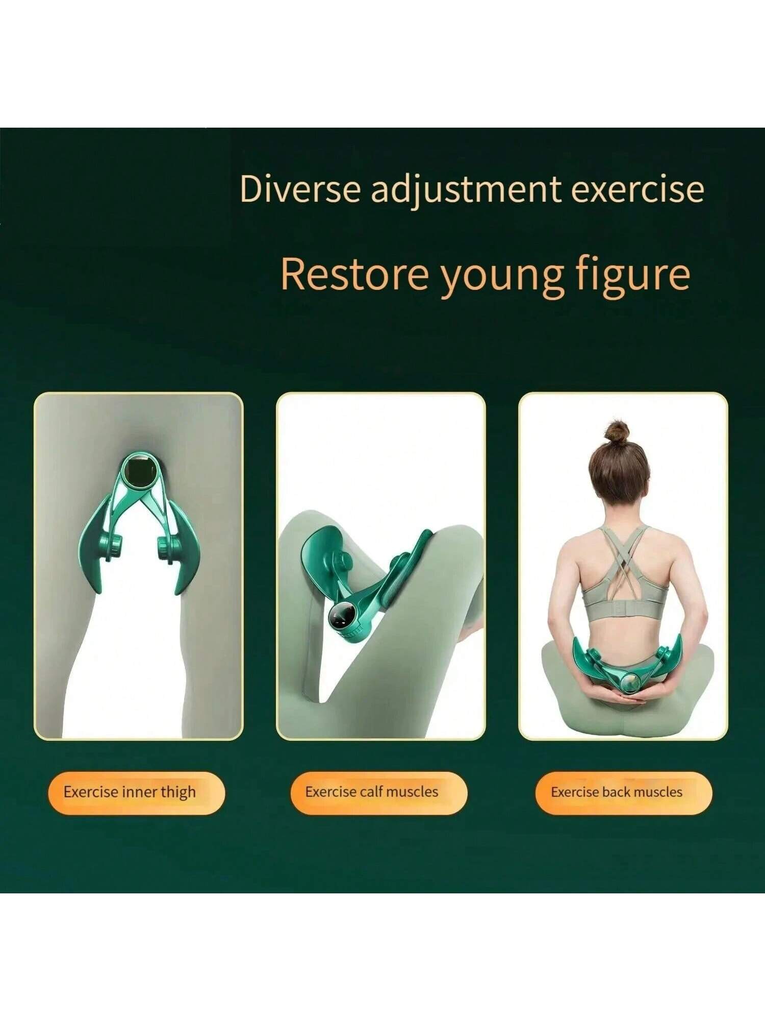 Inner Thigh Exerciser And Pelvic Floor Kegel Trainer With Resistance Bands And LED Counter - 3 Intensity Levels - Home Gym Equipment For Toning And Strengthening