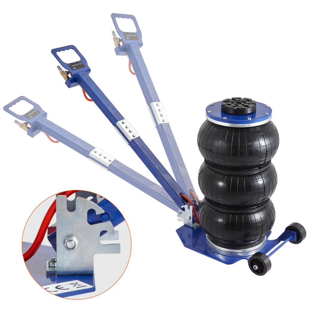 Air Jack, 3 Ton 6600 Lbs Triple Bag Air Jack, Airbag Jack With Six Steel Pipes, Lift Up, 3-5 S Fast Lifting Pneumatic Jack, With Adjustable Long Handles For Cars, Garages, Repair Blue