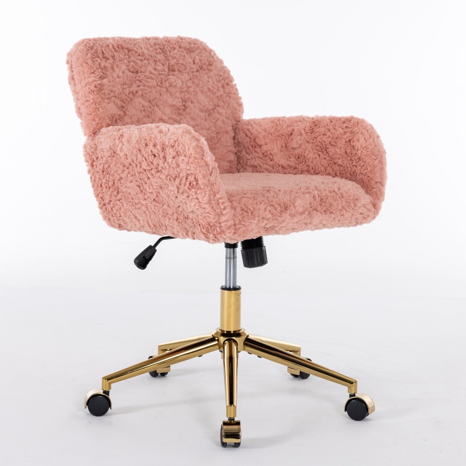 Furniture Artificial Rabbit Hair Office Chair With Gold Base, Adjustable