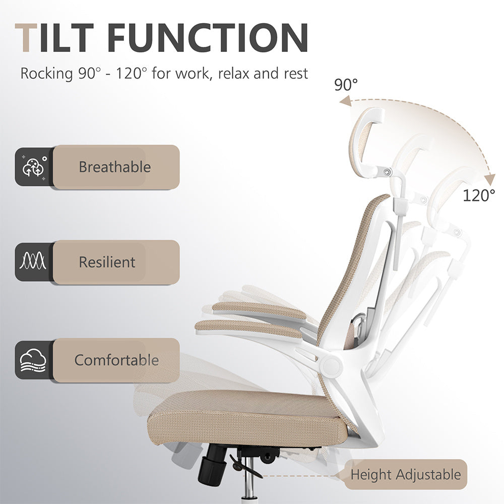 Office Chair Capacity 350 Pounds -about 158.8 Kg, Ergonomically Comfortable Home Table Chair, High Back Gaming Chair With Wheels, Mesh Computer Chair, Waist Support, Adjustable Headrest, Flip Armrest
