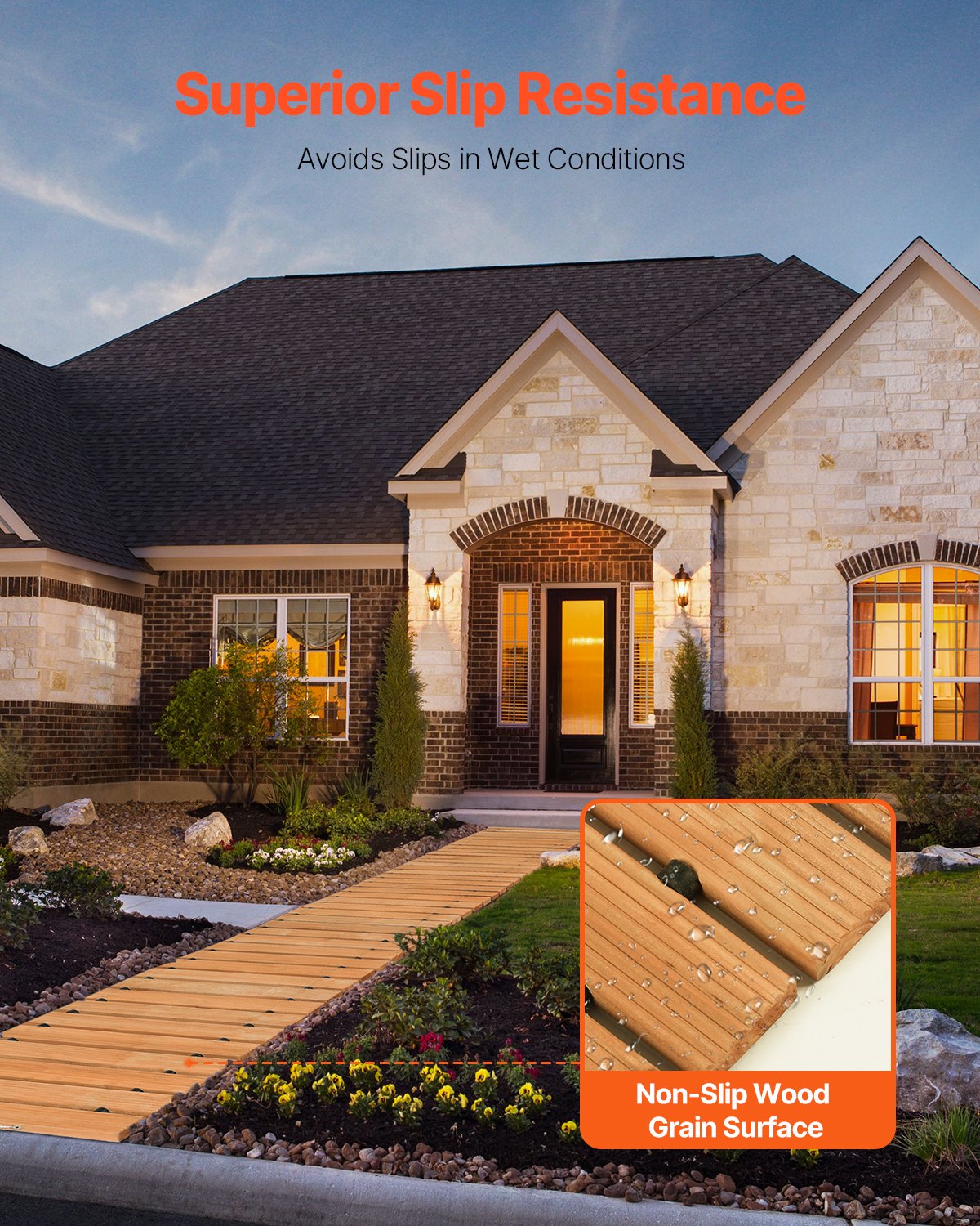 8 Ft L X 17 In W Straight Wooden Garden Pathway Roll Out Garden Walkway