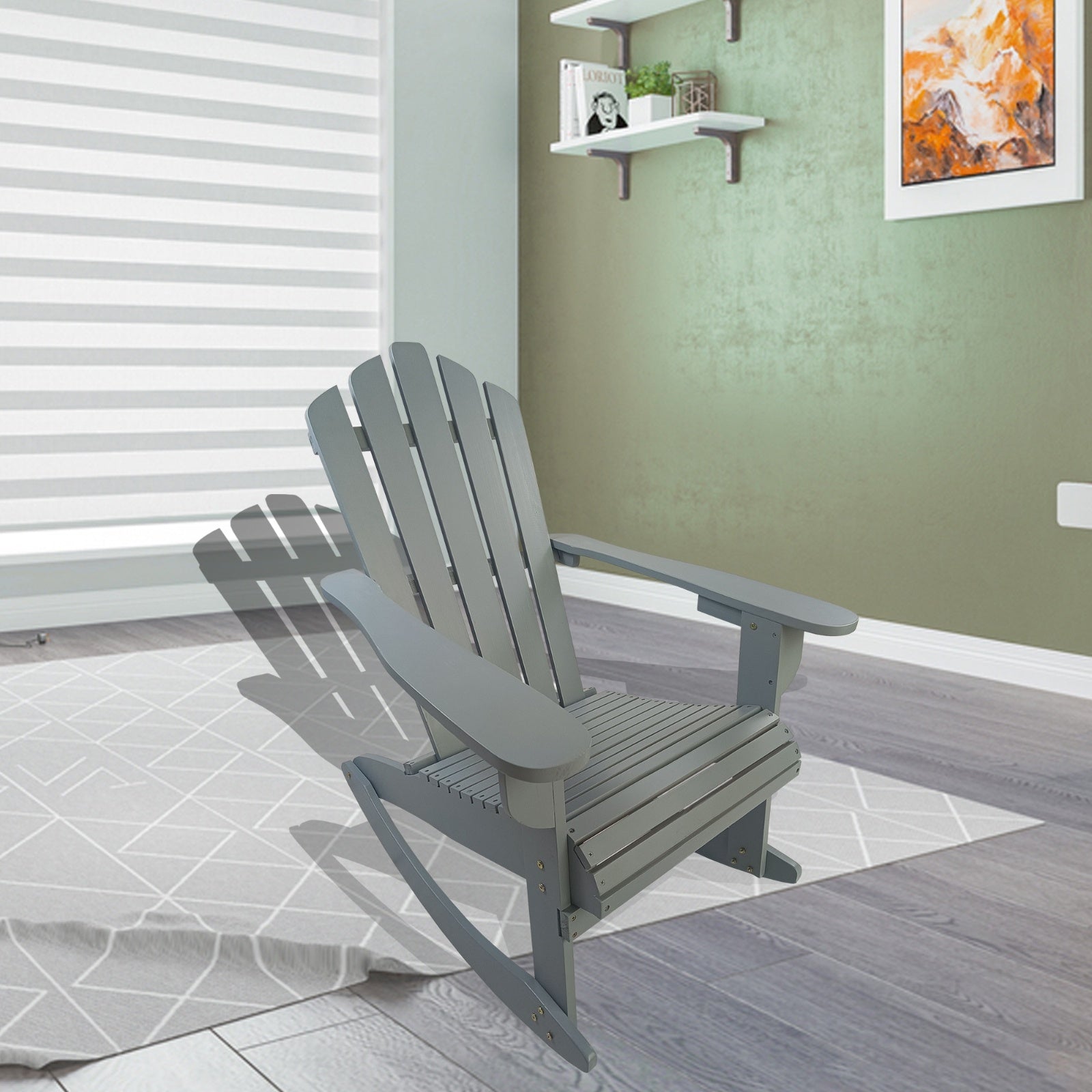 Reclining Wooden Outdoor Rocking Adirondack Chair,walnut