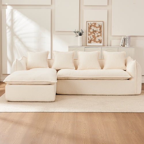 Provided Sofa Deep Seat Sofa 3 Seater For Living Room Oversized Comfy Sofa L-Shape Sofa Couch With Chaise Home Furniture Sleeper Sectional Sofa For Apartment, Office Left Hand Facing
