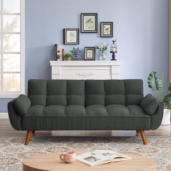 Linen Sofa Furniture With Adjustable Backrest And Easy Assembly Lounge Chair - Dark Gray