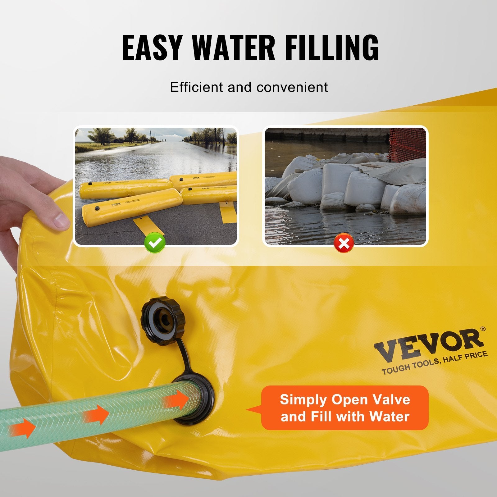 VEVOR Flood Barriers, SandbagAlternative Flood Bags 4 Pack,  Flood Barrier For Home, Water Barriers For Flooding, Doorway, Driveway 4FTx6in