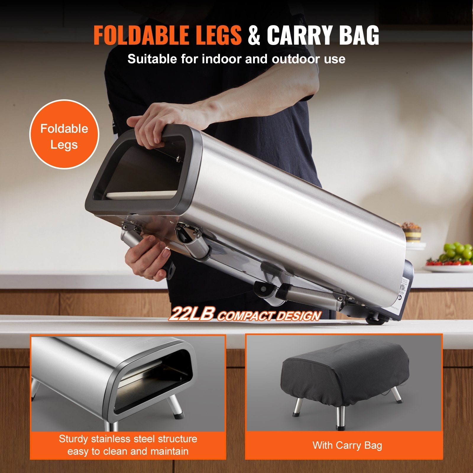 Electric Pizza Oven Countertop Pizza Maker For 12" Pizza Indoor & Outdoor