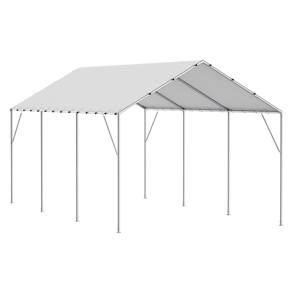 VEVOR 10 X 20 Ft Carport Replacement Canopy Cover, Garage Top Tent Shelter Tarp Heavy-Duty Waterproof & UV Protected, Easy Installation With 40 Ball Bungeess Only Top Cover, Frame Not Include , White