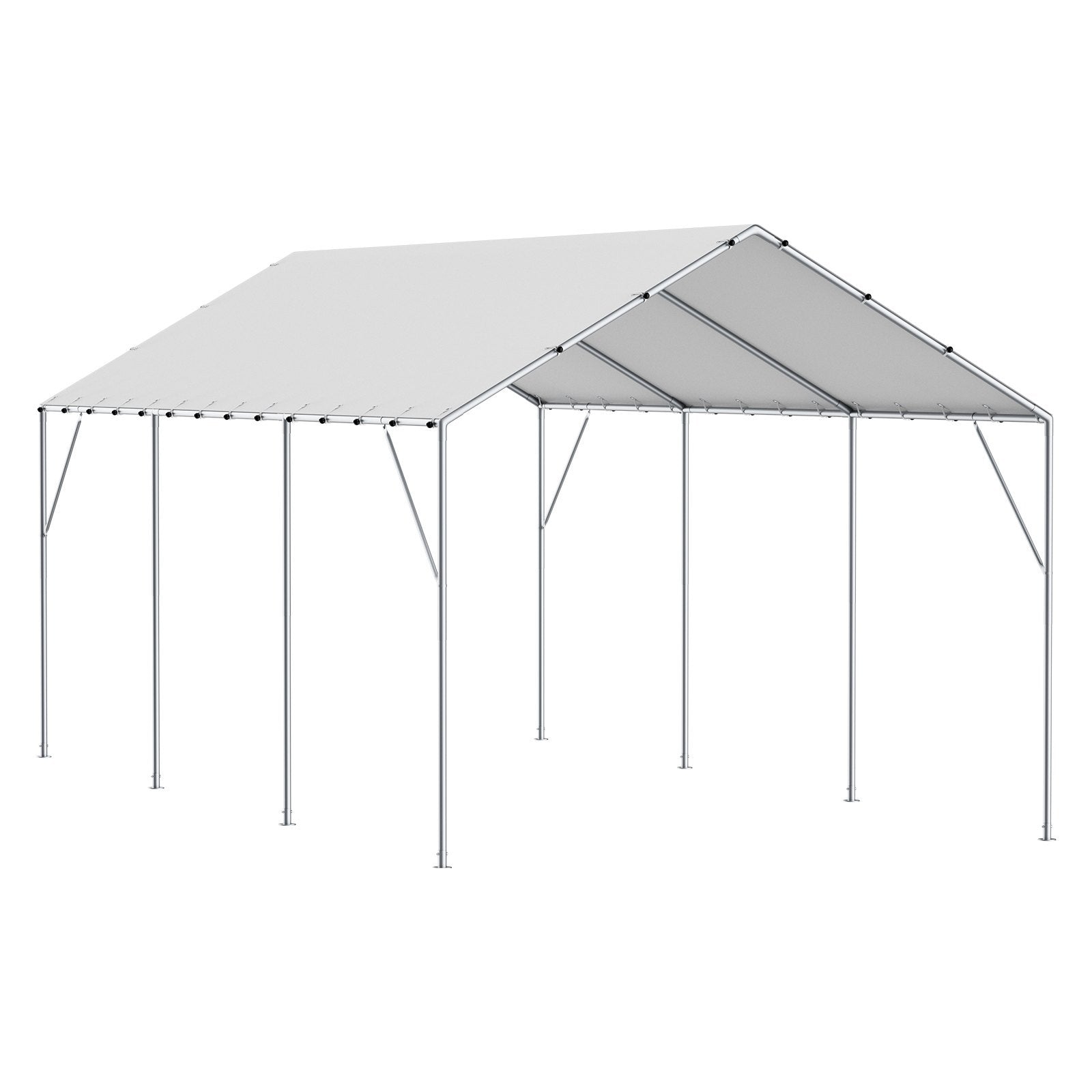 VEVOR 10 X 20 Ft Carport Replacement Canopy Cover, Garage Top Tent Shelter Tarp Heavy-Duty Waterproof & UV Protected, Easy Installation With 40 Ball Bungeess Only Top Cover, Frame Not Include , White