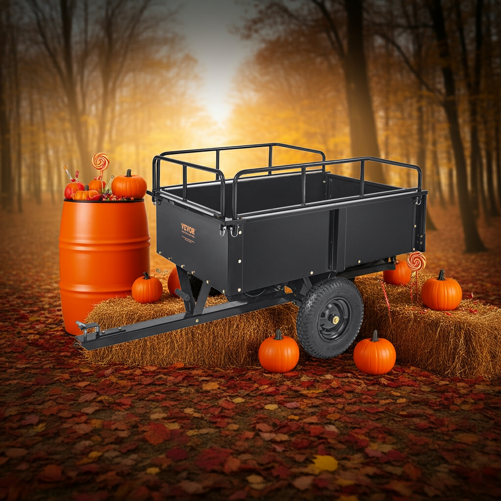 15 Cu Ft Utility Trailer for ATV/Tractor – VEVOR Steel Dump Cart w/ Removable Panels