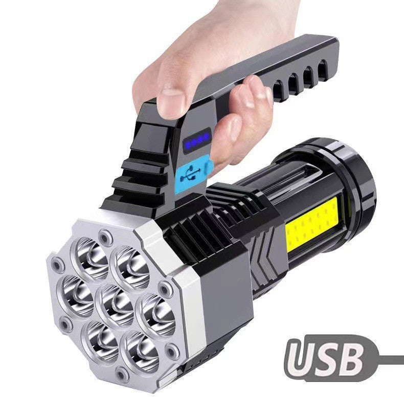 7 LED Flashlight COB Torch Rechargeable Side Light USB Charging 4 Modes Waterproof Work Light