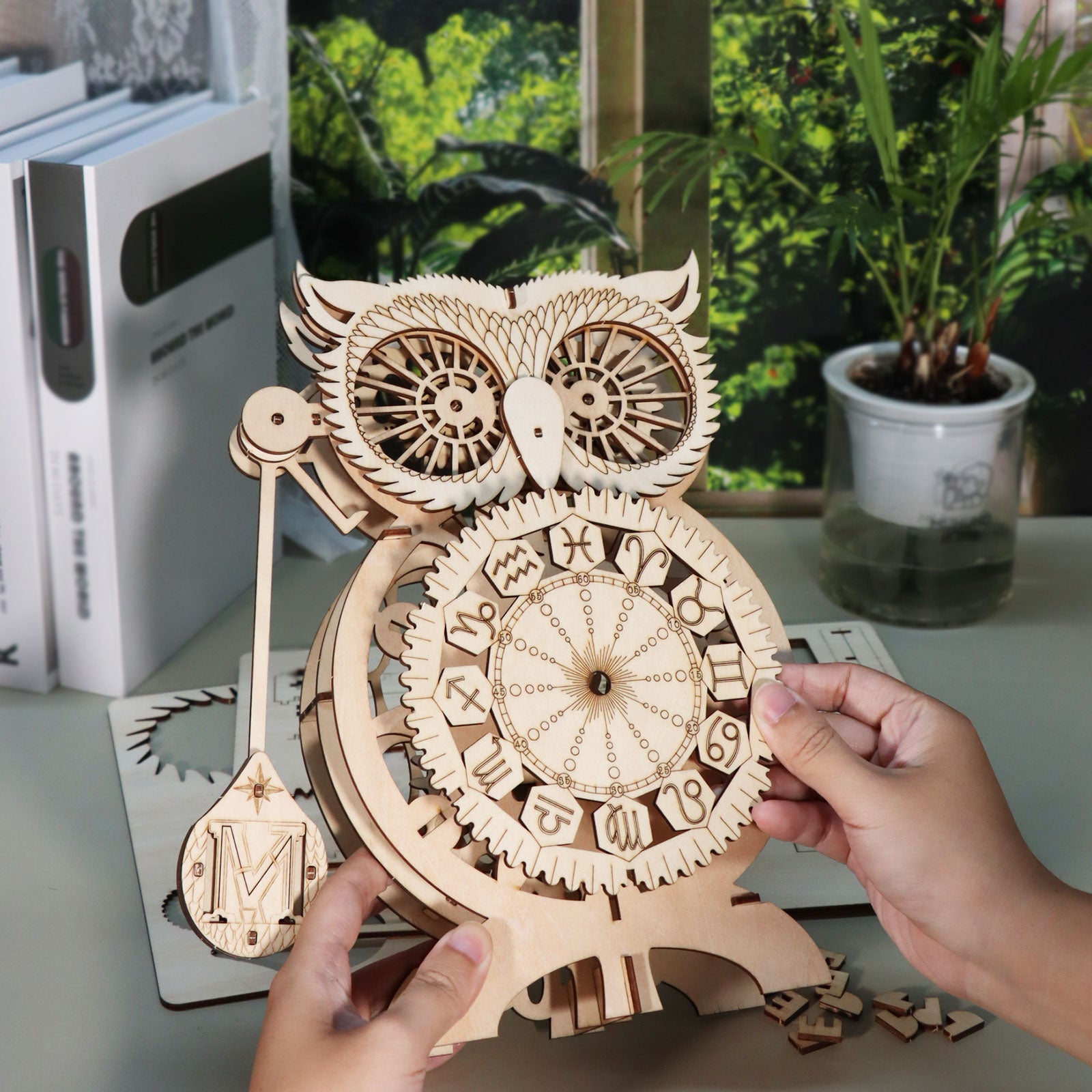3D Wooden Puzzle Owl Clock Model Kits To Build Wooden Construction Handmade Craft Unique Christmas Gift