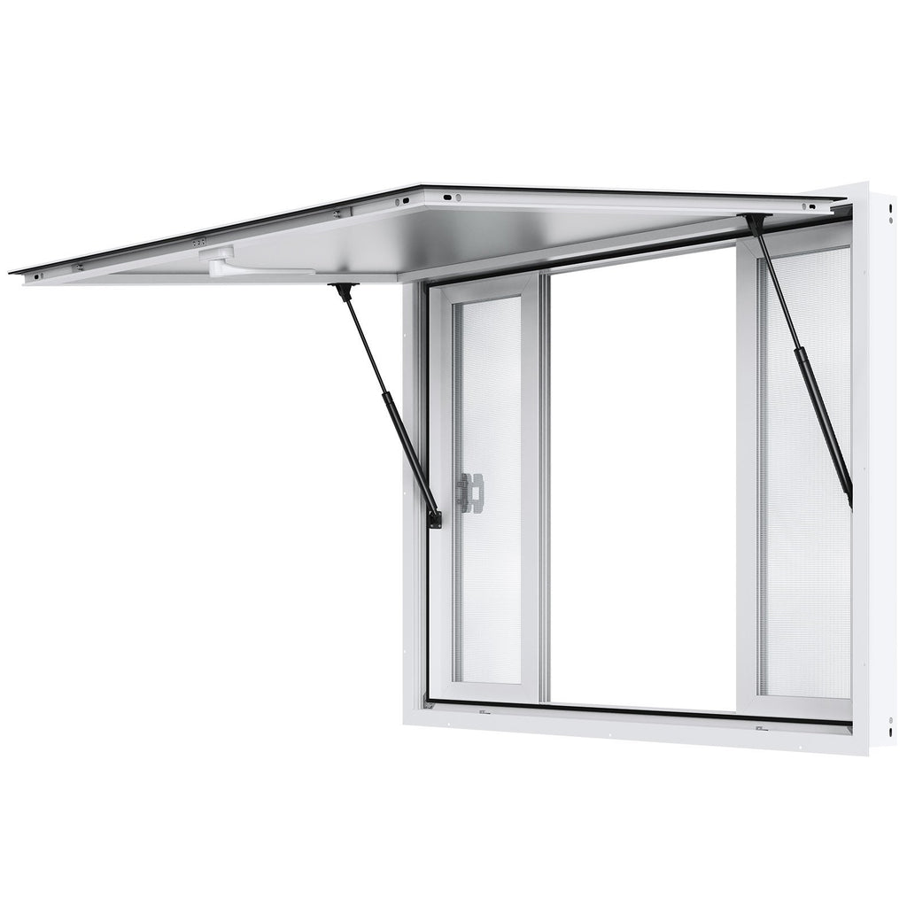 VEVOR Concession Window, Aluminum Alloy Food Truck Service Window With 4 Horizontal Sliding Windows & Awning Door & Drag Hook, Up To 85 Degrees Serving Window For Food Truck Concession Trailer