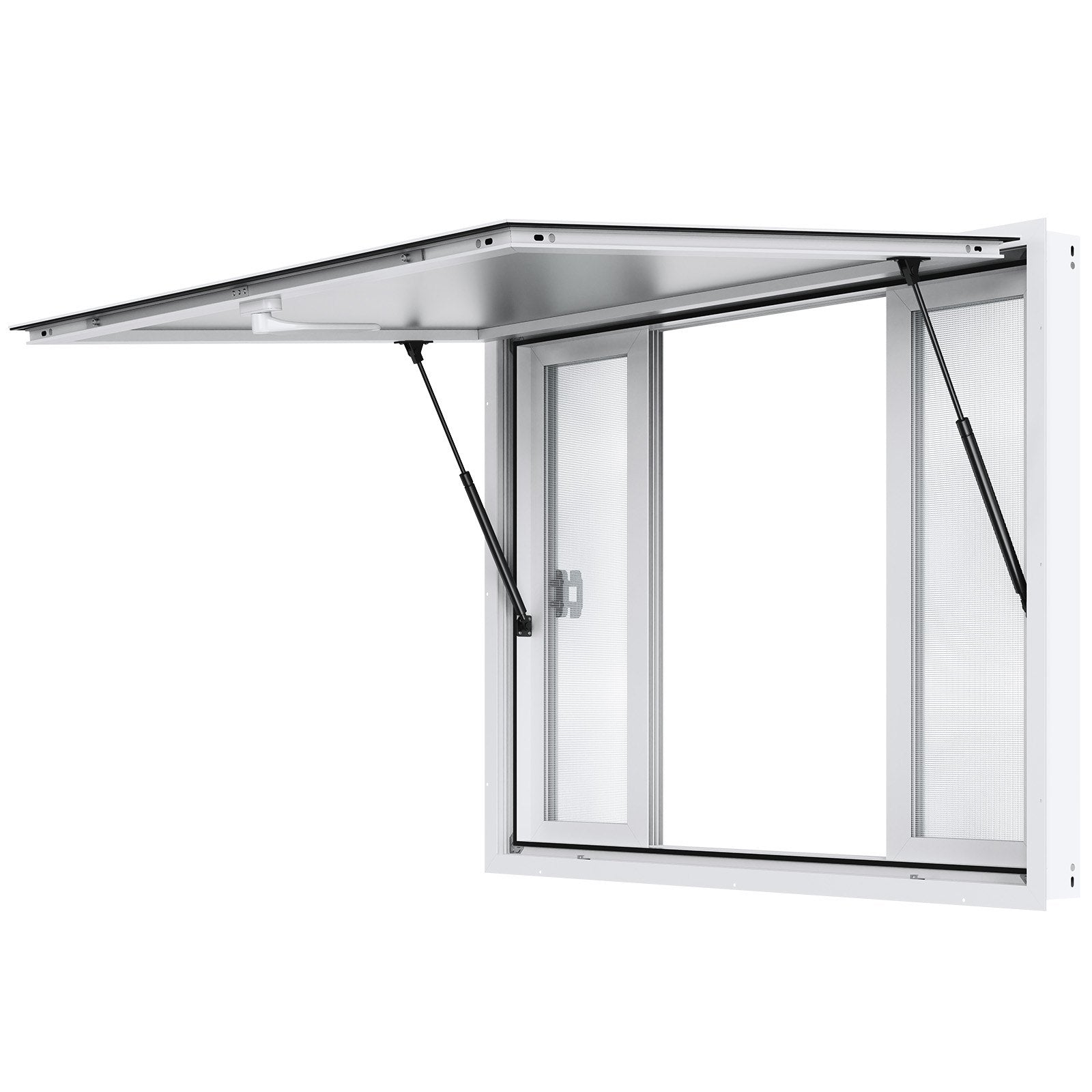 VEVOR Concession Window, Aluminum Alloy Food Truck Service Window With 4 Horizontal Sliding Windows & Awning Door & Drag Hook, Up To 85 Degrees Serving Window For Food Truck Concession Trailer