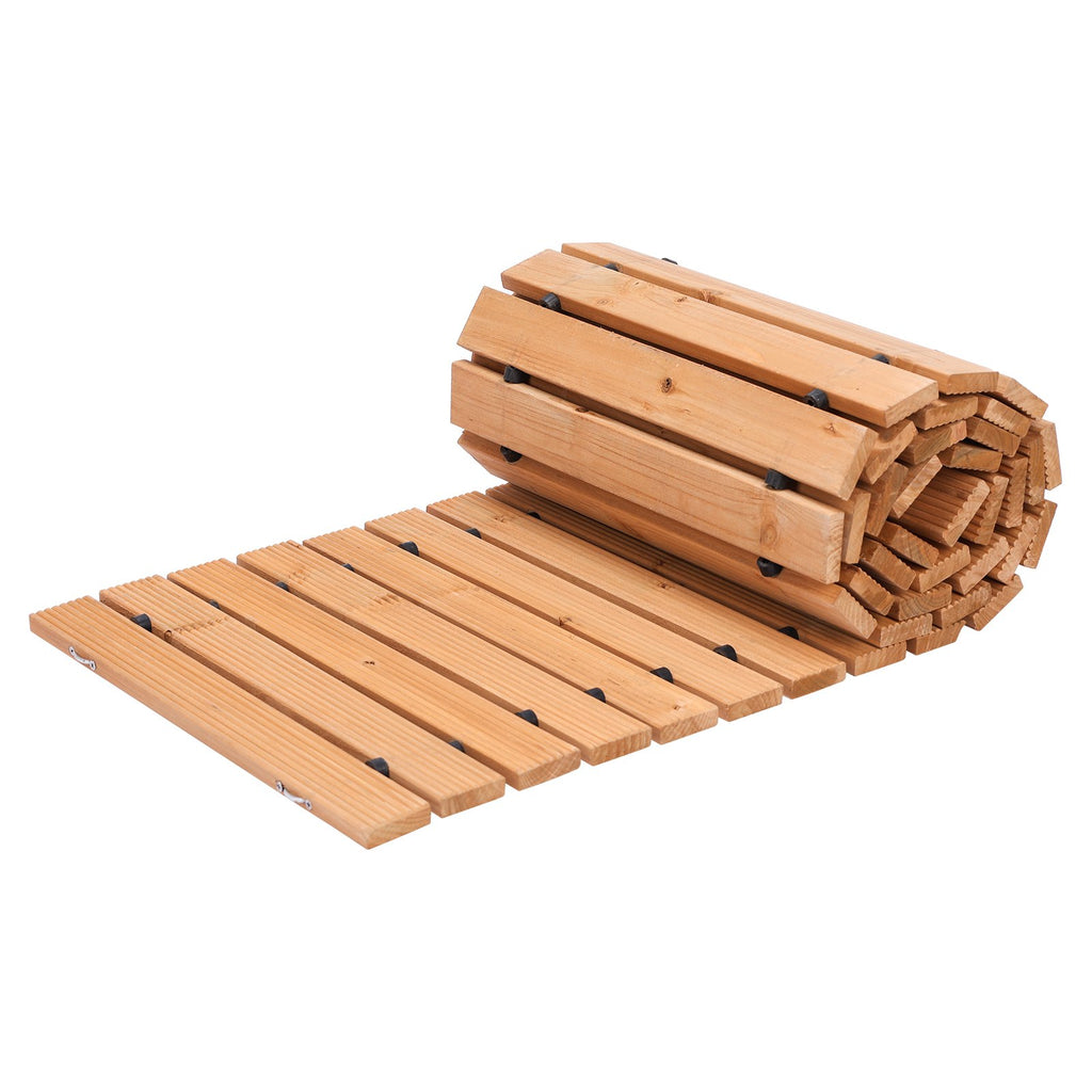 8 Ft L X 17 In W Straight Wooden Garden Pathway Roll Out Garden Walkway