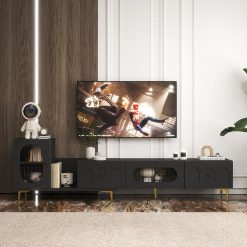 Wood Extendable TV Stand Rectangle Entertainment Center,Media TV Console For Living Room Bedroom