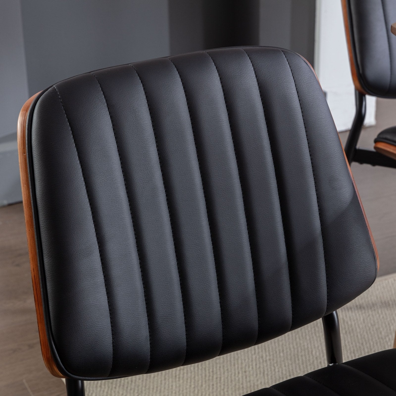 Dining Chairs Set Of 2 Mid Century Modern Retro Faux Leather Chair With Walnut Bentwo