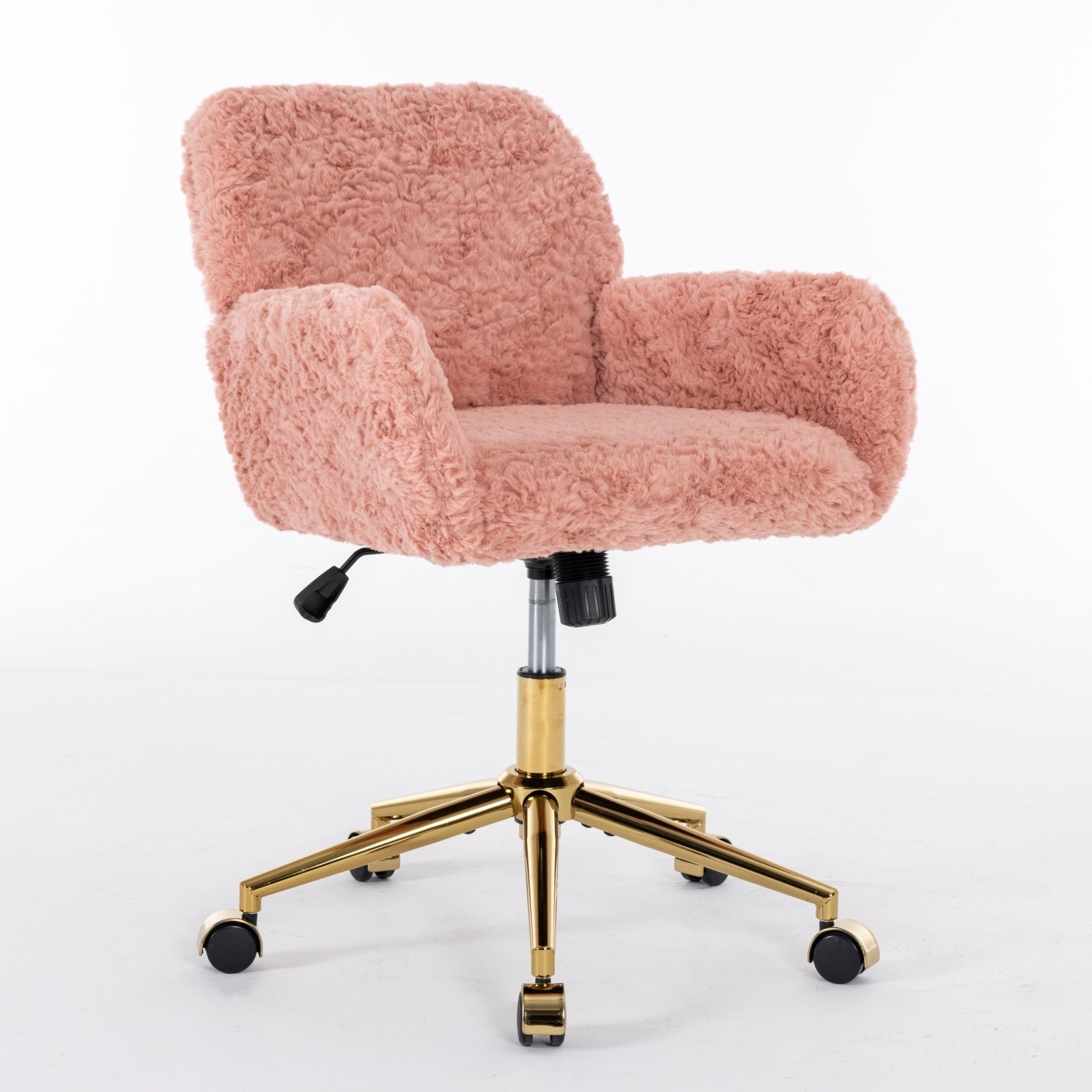 Furniture Artificial Rabbit Hair Office Chair With Gold Base, Adjustable