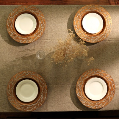 Handcrafted 13 Wood Charger Plate  Wooden Dinning Placemat Artisan Wood Tableware