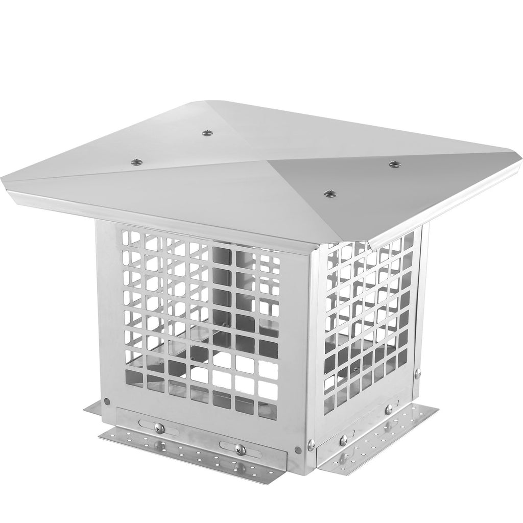 VEVOR Chimney Cap, 9 X 9 Inch, 304 Stainless Steel Fireplace Chimney Cover, Not Easily Toppled & Practical Accessories & Easy Installation, Fits Mesh Flue Covers Outside Clay Flue Shingles, Silver