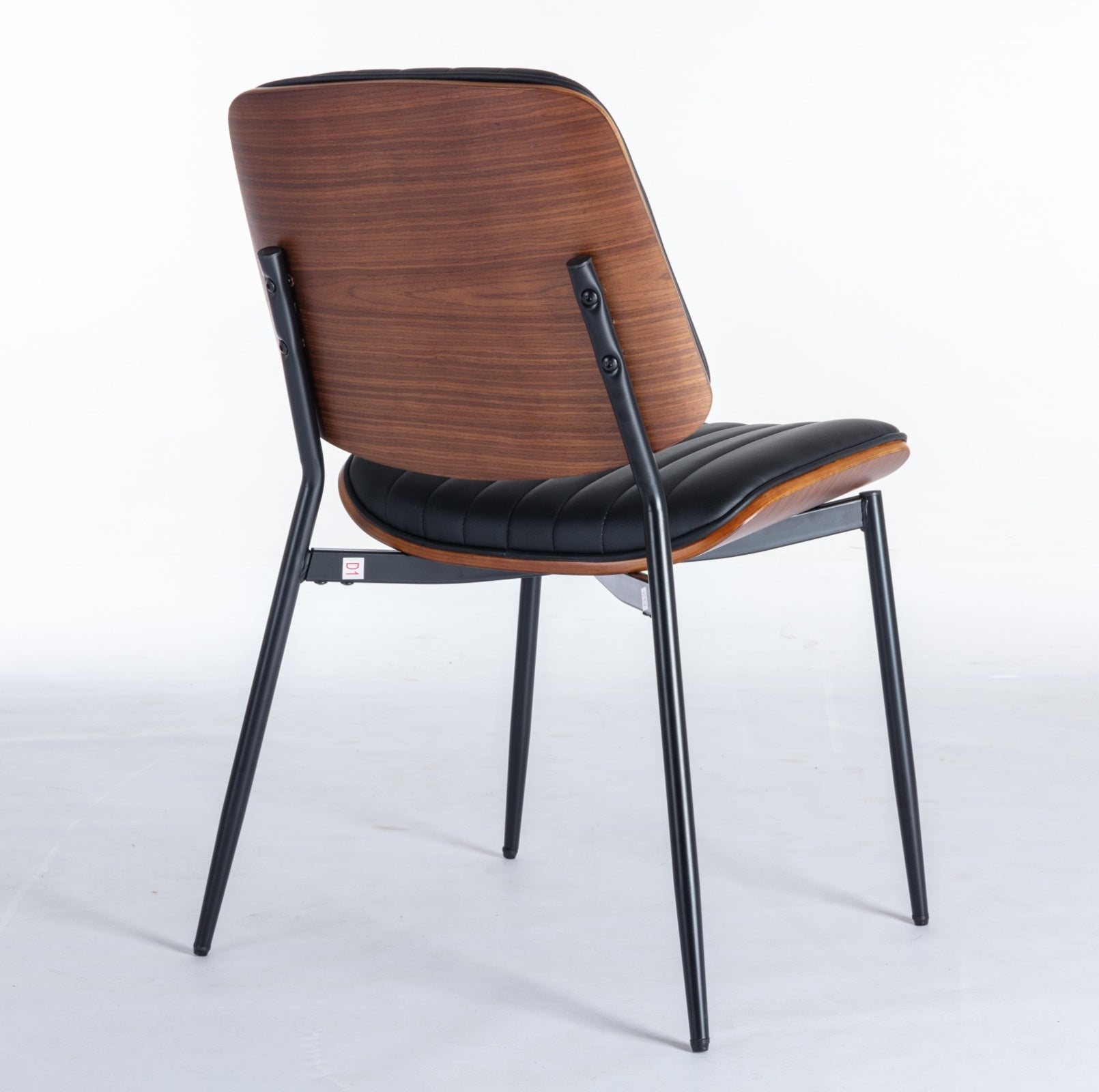 Dining Chairs Set Of 2 Mid Century Modern Retro Faux Leather Chair With Walnut Bentwo