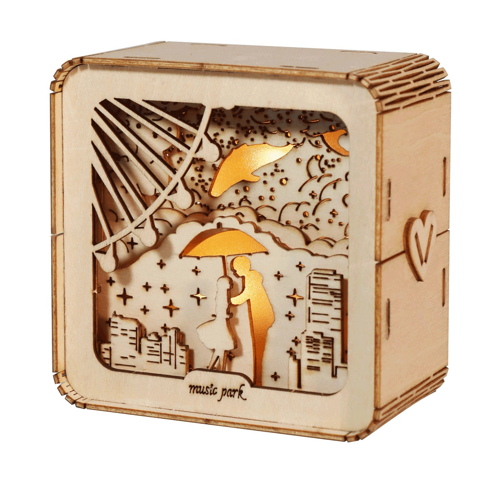 MUSIC PARK 3D Wooden Puzzles Love Model Kit Night Lights Desk Decorations Birthday Christmas Gifts For Women Age14