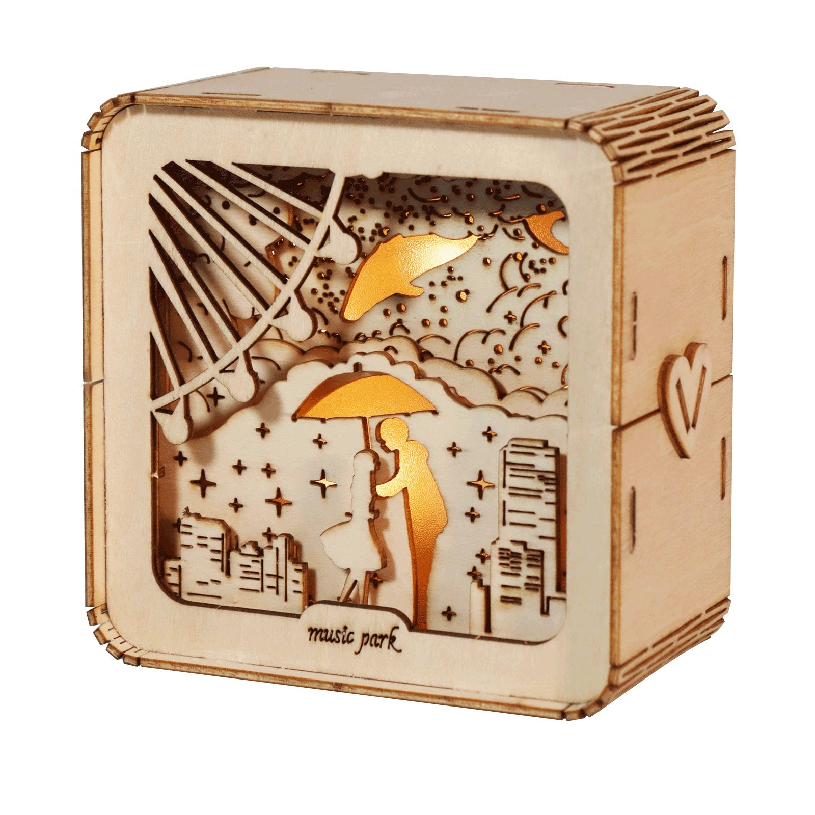MUSIC PARK 3D Wooden Puzzles Love Model Kit Night Lights Desk Decorations Birthday Christmas Gifts For Women Age14