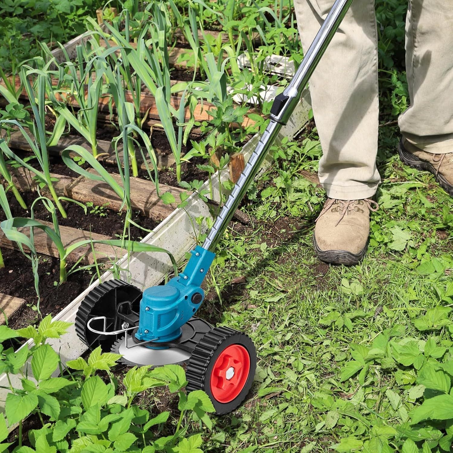 Electric Weed Wacker Cordless Lawn Mower Grass Lawn Edger With 2000mAh Li-Ion Battery Powered And 3 Cutting Blade Types Weed Trimmer Tool For Garden And Yard