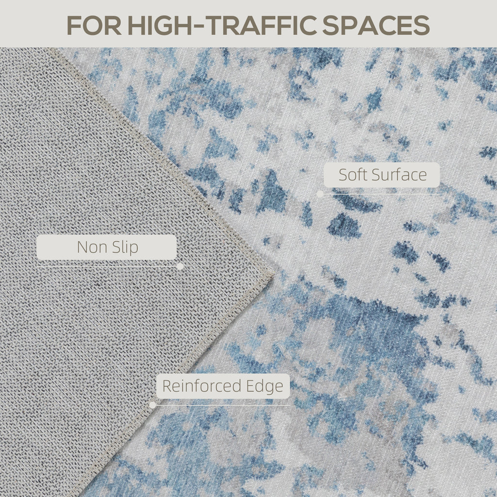 Area Rug 8x10, Machine Washable Rug, Non-Slip Modern Abstract Floor Carpet For Living Room, Bedroom, Dining Room, Blue