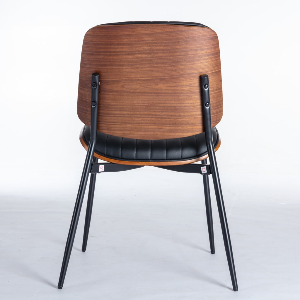 Dining Chairs Set Of 2 Mid Century Modern Retro Faux Leather Chair With Walnut Bentwo